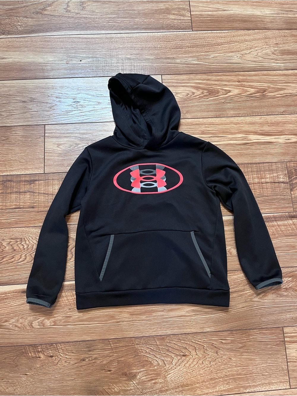 Under Armour Black Hoodie with Red and Gray Logo